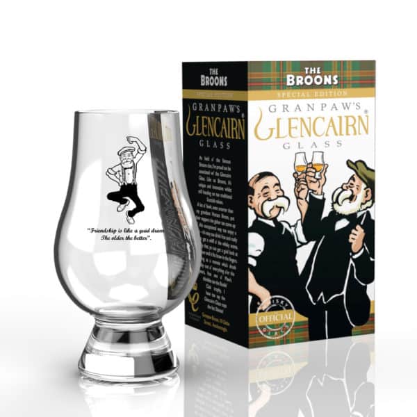 Glencairn Crystal Featuring Granpaw Broon himself and inscribed with "<em>Friendship is like a guid dram, the older the better</em>" this glass is the perfect gift for whisky fans, supplied in a bespoke Broons gift carton.