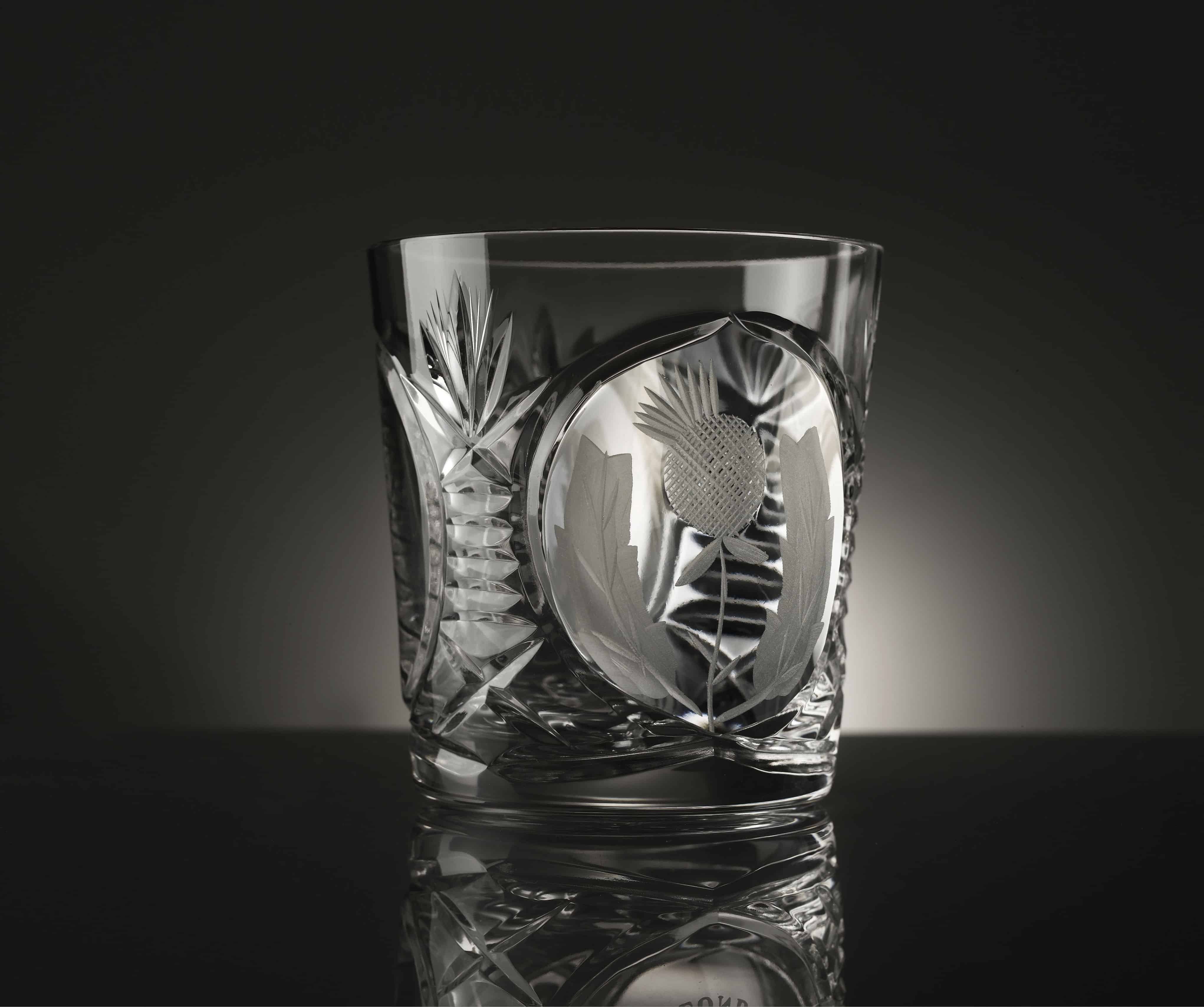 Glencairn Glasgow Skyline Whisky Tumbler Scotland Etched Crystal Glass 