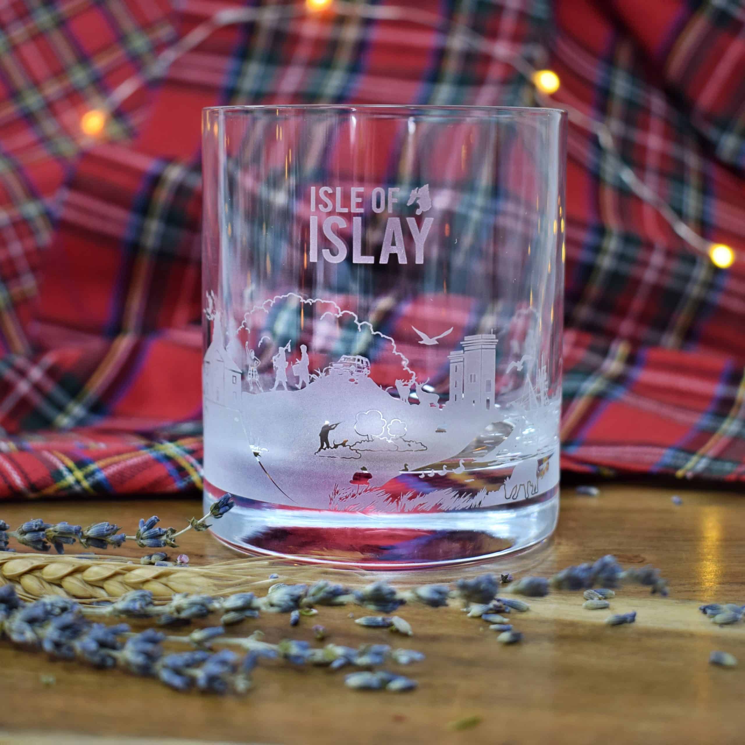 Glencairn ISLE of Islay Skyline Scotch Whisky Rocks SNIFTER Glass 
