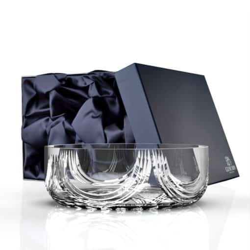 Glencairn Crystal Our beautifully hand cut Montrose suite features sweeping cuts on the glassware inspired by the folds of the Scottish kilt. This beautiful lead free crystal whisky decanter is supplied with six <a href="https://glencairn.co.uk/product/montrose-whisky-tumbler/">Montrose Whisky Tumblers</a> in our deluxe rosewood presentation box, perfect for gifting to a whisky drinker. <strong>*Only the decanter will be engraved </strong>
