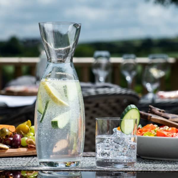 Glencairn Crystal The 500ml lead free crystal water jug is a dining table staple and is supplied in a premium navy carton, perfect for gifting to family and friends. Also available in <a href="https://glencairn.co.uk/product/jura-small-water-jug/">Small 250ml</a> and <a href="https://glencairn.co.uk/product/jura-large-water-jug/">Large 1L</a>.