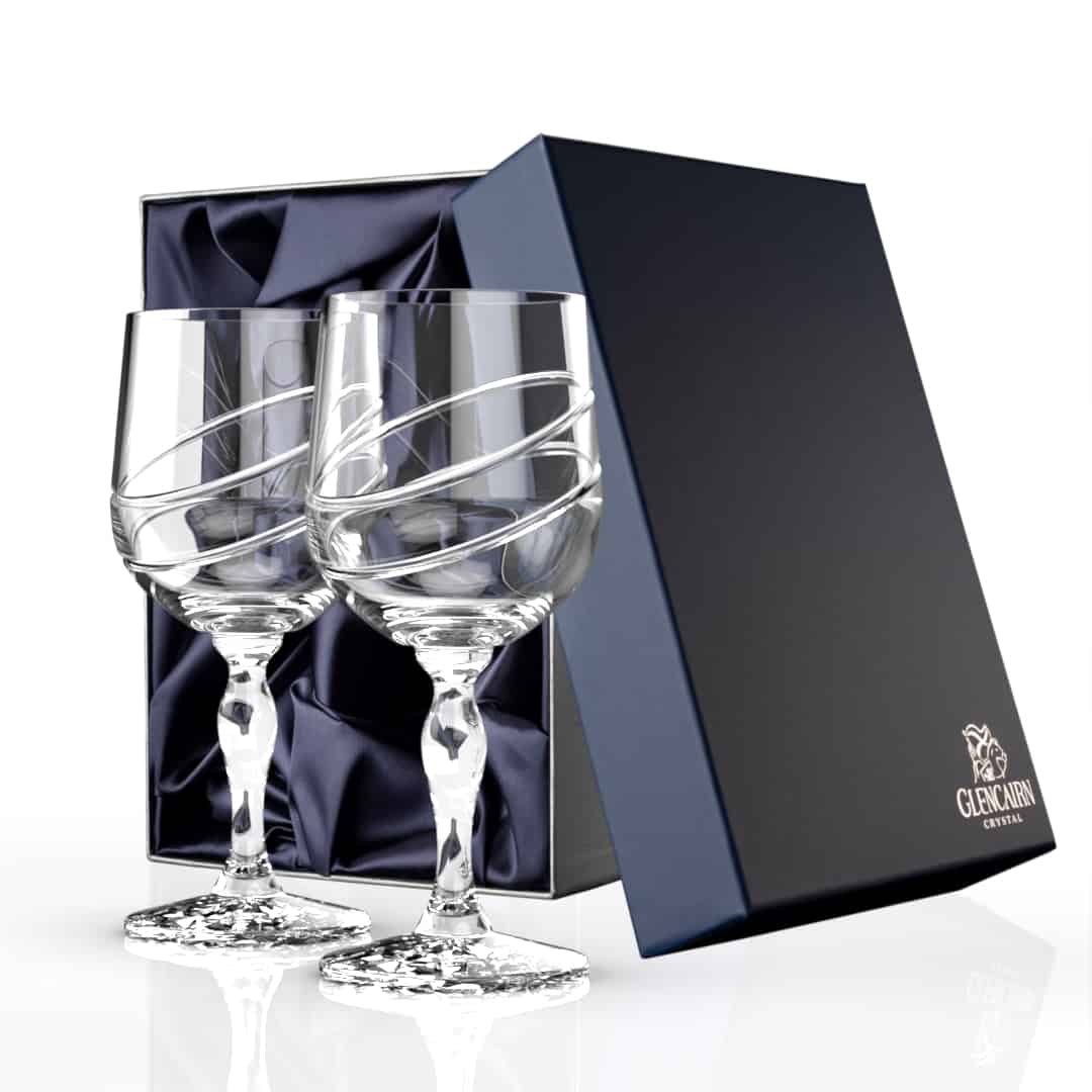 Gleneagles Lead Crystal Wine Glasses Made in Scotland in Box - Set