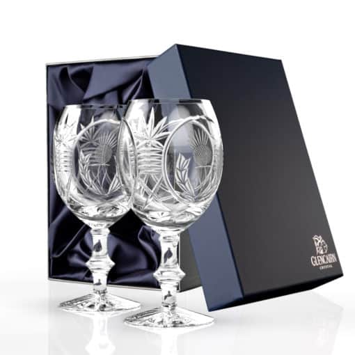 Bothwell Wine Goblet - Thistle Cut Set of 2 | Crystal Cut Wine Glasses