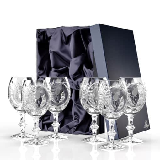 Bothwell Wine Goblet - Thistle Cut Set of 6 | Cut Crystal Wine Glasses