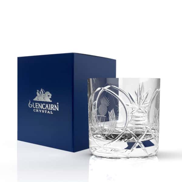 Glencairn Crystal The <a href="https://glencairn.co.uk/product-category/collections/bothwell">Bothwell</a> collection features an incredibly traditional yet elegant handcut pattern on high quality mouthblown crystal and was the first glassware range to emerge during the early days of Glencairn Crystal. The whisky tumbler features a thistle cut design on two panels of the glass with <strong>one</strong> blank panel for optional crystal engraving. Supplied in a navy gift carton, the crystal tumbler is perfect for gifting to a traditional whisky lover. If you’re looking for an extra special whisky gift, why not upgrade to a <a href="https://glencairn.co.uk/product/bothwell-thistle-whisky-gift-set-of-2">beautiful gift set of two tumblers</a>?