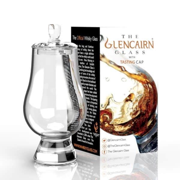Glencairn Crystal Drink your dram from the official glass for whisky - the Glencairn Glass! The wide crystal bowl allows for the fullest appreciation of the whisky’s colour and the tapering mouth of the glass captures and focuses the aroma on the nose. Supplied in a gift carton, this whisky glass is perfect for gifting to a whisky lover, complete with tasting cap to allow a true sensory experience.