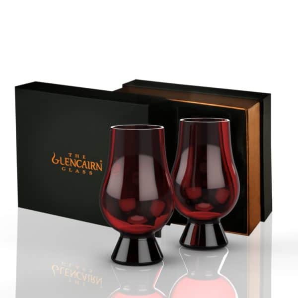Red Glencairn Glass Set of 2 | Whisky gift Set in presentation box